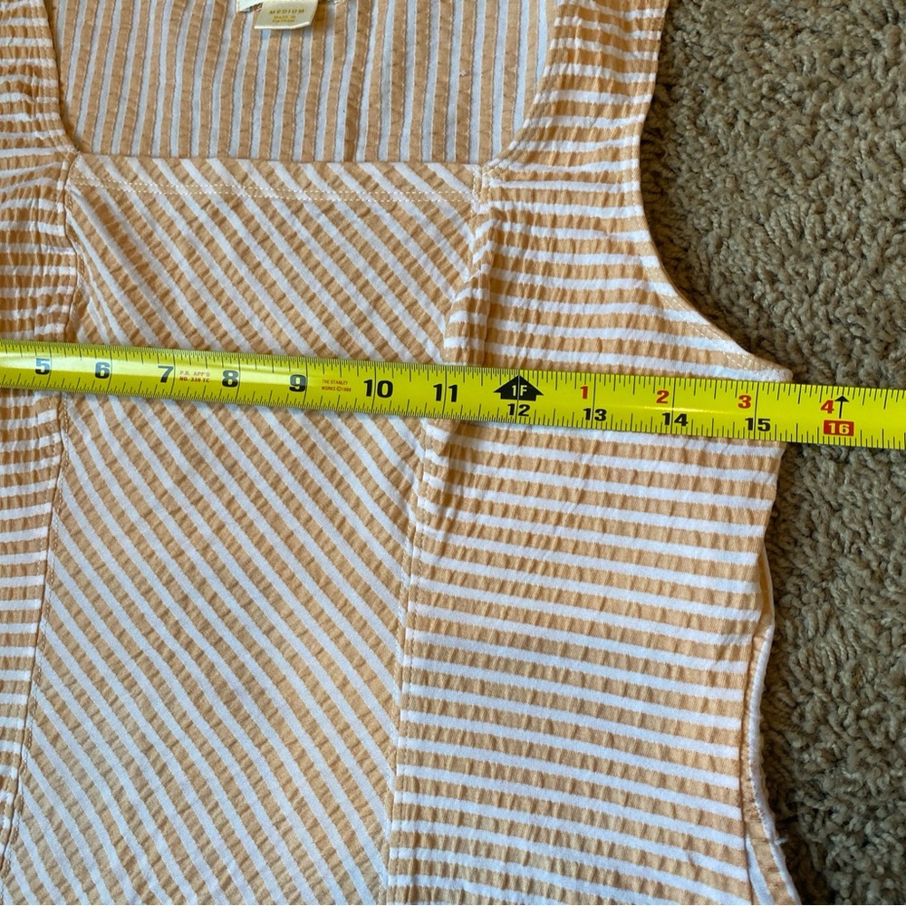 Maeve Anthropologie Crop Tank Top Women’s Medium Peach Square Neck Striped - Picture 4 of 6